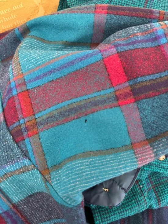 Vintage Pendleton 100% Wool Ombre Shadow Plaid Flannel Board Lodge Shirt Large - Picture 5 of 9